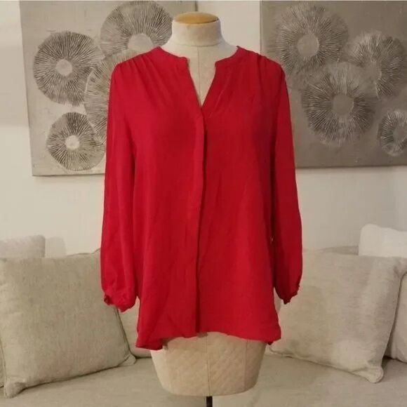 Gibson Back Pleat Blouse - size XL in Red - Picture 3 of 11